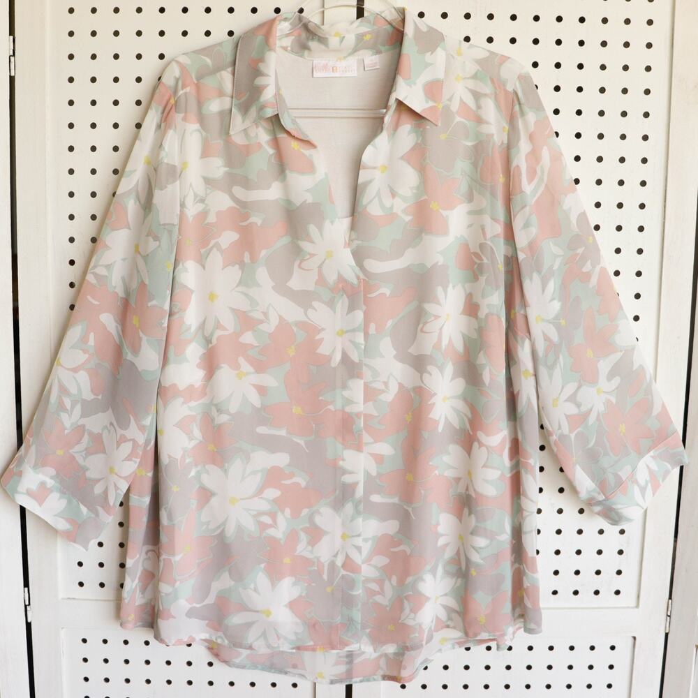 Belle by Kim Gravel Womens SIZE 1X Floral Tunic Top
